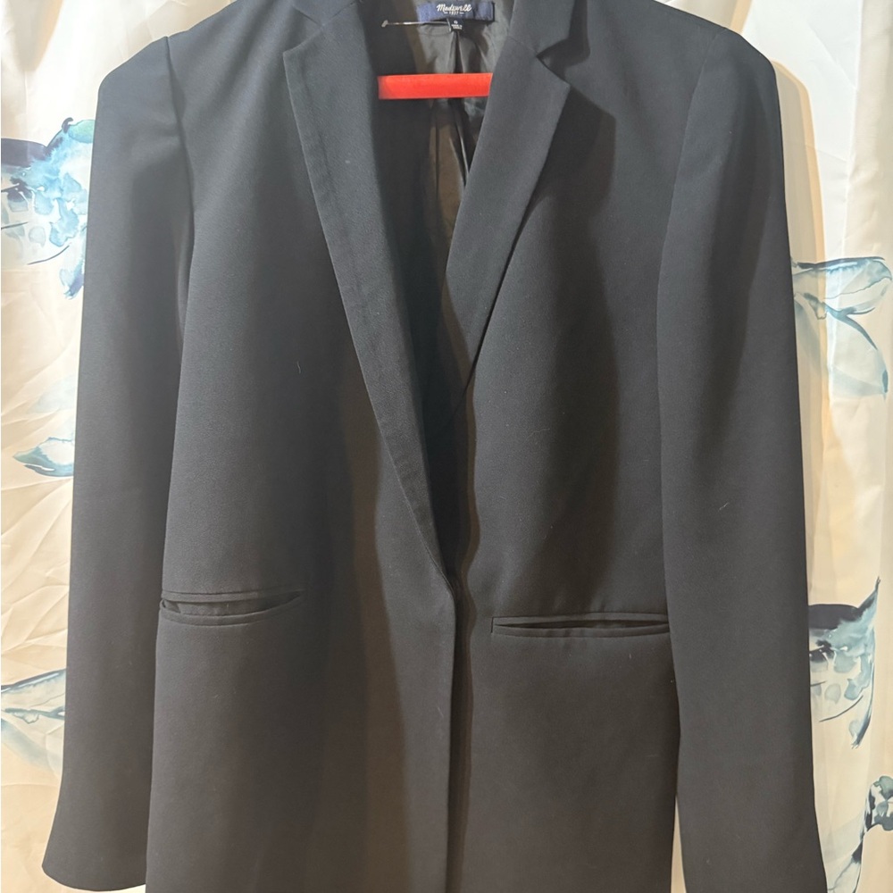Madewell Women's Black Long Sleeve Pockets Single Breasted Snap Blazer Size 0